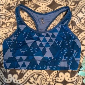 Blue geometric sports bra